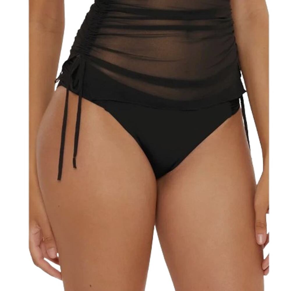 BECCA Women's Muse Side Ruched Bikini Bottoms Small Black Hipster NWT - Picture 2 of 13